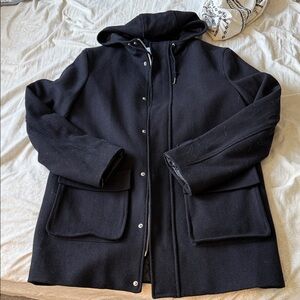 Topman Black Hooded Coat
